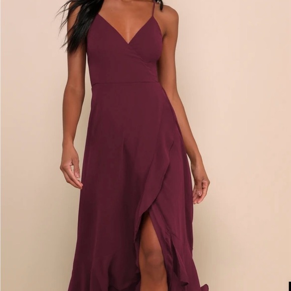 Lulus Dresses & Skirts - Lulus M In love forever burgundy tie back hi/low maxi formal gown
